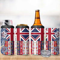 Hawaiian Manta Ray and Turtle Tribal Tattoo 4 in 1 Can Cooler Tumbler With Hawaii Flag and Flowers