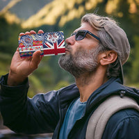 Hawaiian Manta Ray and Turtle Tribal Tattoo 4 in 1 Can Cooler Tumbler With Hawaii Flag and Flowers
