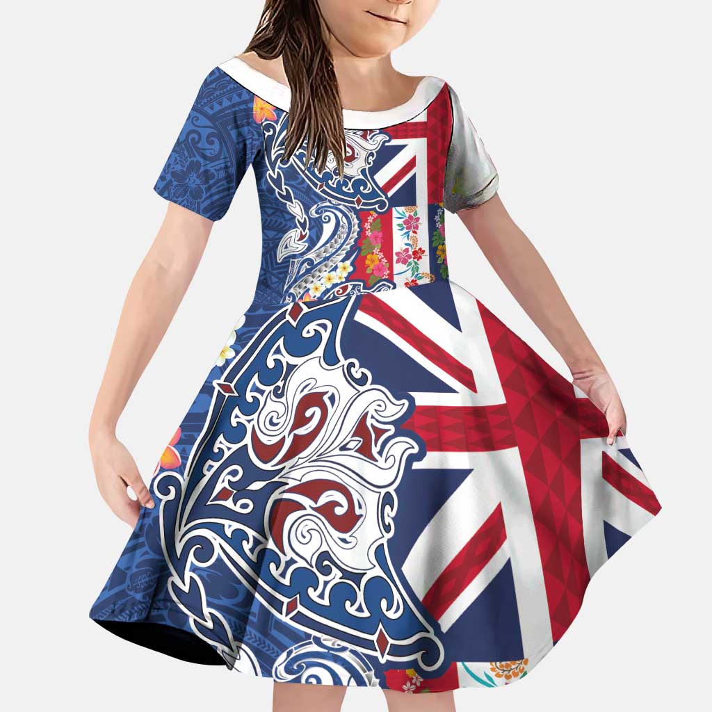 Hawaiian Manta Ray and Turtle Tribal Tattoo Family Matching Tank Maxi Dress and Hawaiian Shirt With Hawaii Flag and Flowers