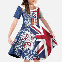 Hawaiian Manta Ray and Turtle Tribal Tattoo Family Matching Tank Maxi Dress and Hawaiian Shirt With Hawaii Flag and Flowers