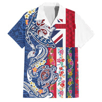Hawaiian Manta Ray and Turtle Tribal Tattoo Family Matching Tank Maxi Dress and Hawaiian Shirt With Hawaii Flag and Flowers