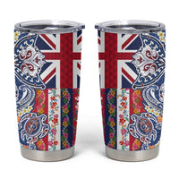Hawaiian Manta Ray and Turtle Tribal Tattoo Tumbler Cup With Hawaii Flag and Flowers