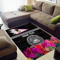 Personalized American Samoa Flag Day Area Rug Tanoa and Fue mix Hibiscus Flower Polynesian Pattern