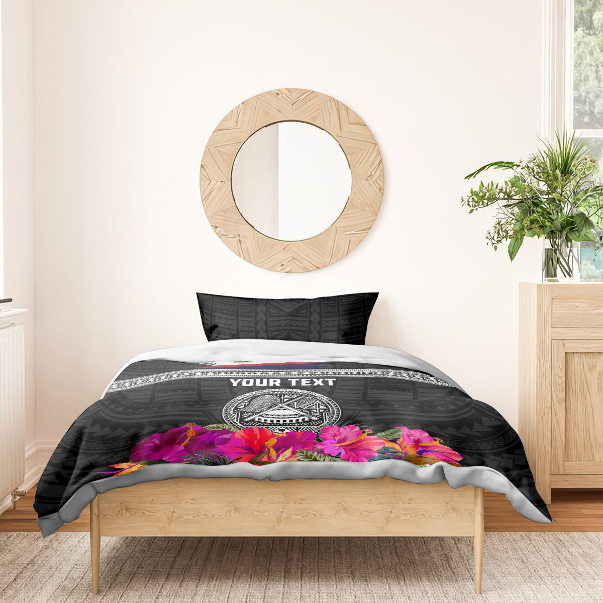 Personalized American Samoa Flag Day Bedding Set Tanoa and Fue mix Hibiscus Flower Polynesian Pattern LT03 - Polynesian Pride