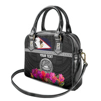 Personalized American Samoa Flag Day Shoulder Handbag Tanoa and Fue mix Hibiscus Flower Polynesian Pattern