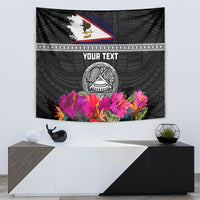 Personalized American Samoa Flag Day Tapestry Tanoa and Fue mix Hibiscus Flower Polynesian Pattern