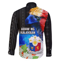 Philippines Independence Day Family Matching Long Sleeve Bodycon Dress and Hawaiian Shirt Philippines Eagle and Sampaguita Jasmine Yakan Tribal