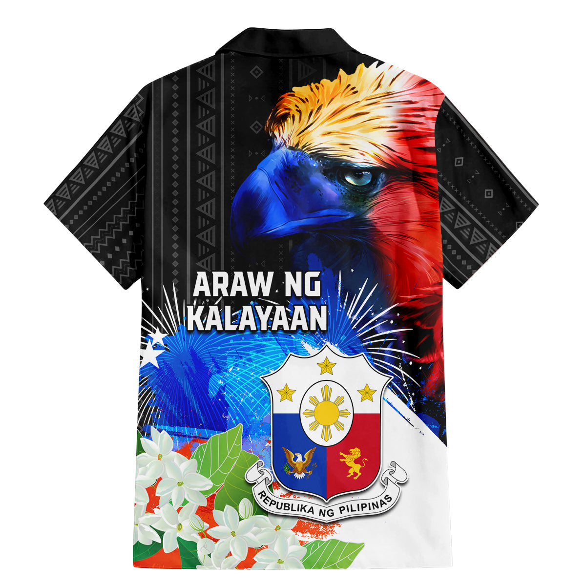 Philippines Independence Day Family Matching Mermaid Dress and Hawaiian Shirt Philippines Eagle and Sampaguita Jasmine Yakan Tribal