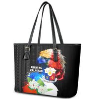 Philippines Independence Day Leather Tote Bag Philippines Eagle and Sampaguita Jasmine Yakan Tribal