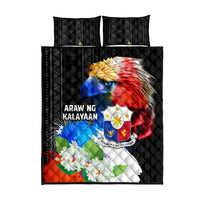 Philippines Independence Day Quilt Bed Set Philippines Eagle and Sampaguita Jasmine Yakan Tribal