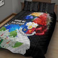 Philippines Independence Day Quilt Bed Set Philippines Eagle and Sampaguita Jasmine Yakan Tribal