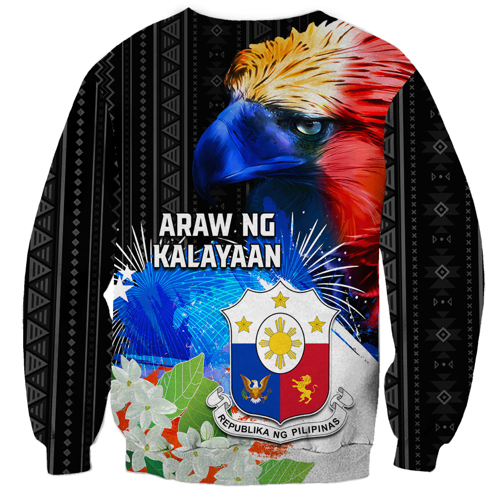 Philippines Independence Day Sweatshirt Philippines Eagle and Sampaguita Jasmine Yakan Tribal