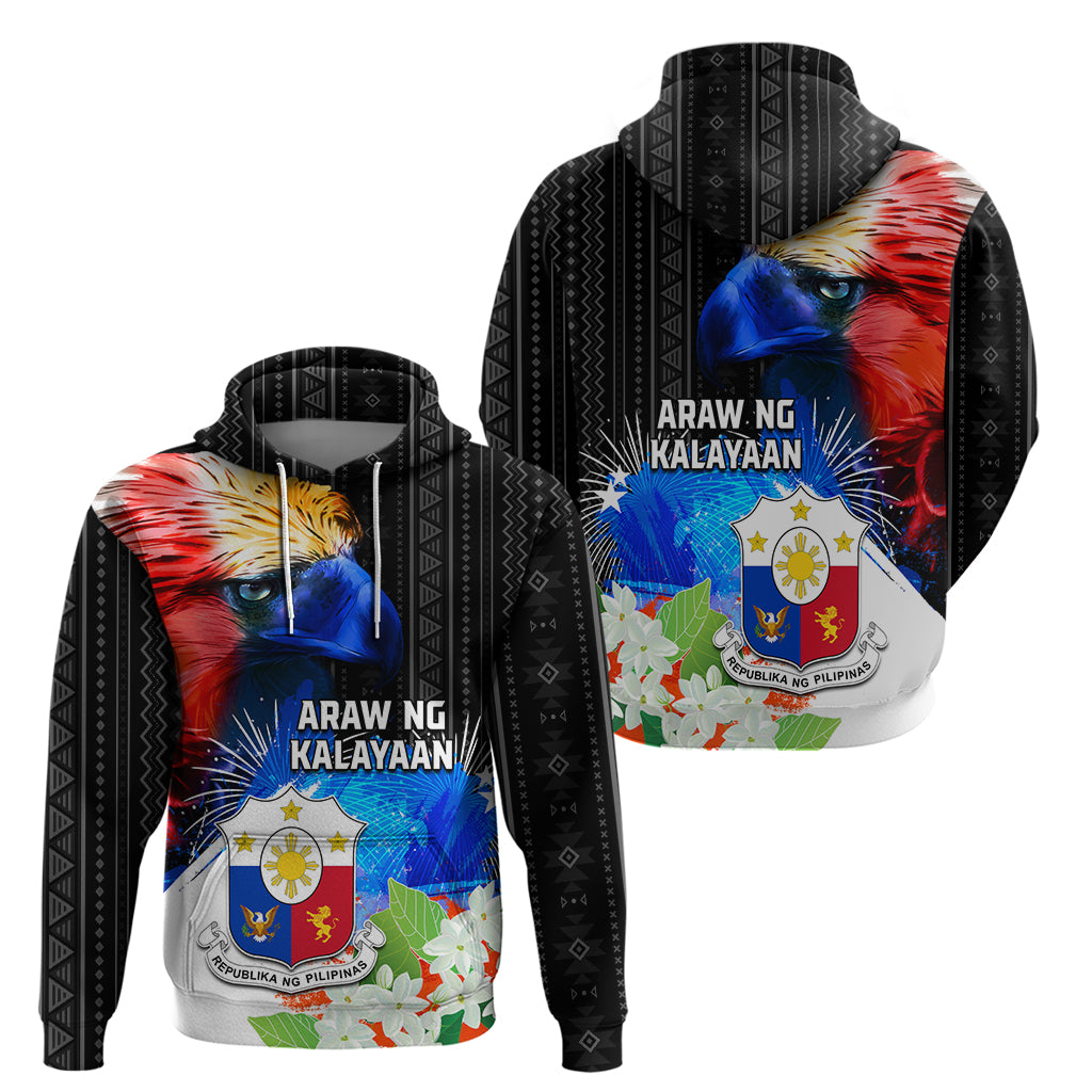 Philippines Independence Day Zip Hoodie Philippines Eagle and Sampaguita Jasmine Yakan Tribal