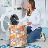 Hawaiian and Japanese Culture Together Laundry Basket Palaka Japanese Art and Tropical Motif Tribal Patchwork LT03 - Polynesian Pride