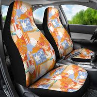 Hawaiian and Japanese Culture Together Car Seat Cover Palaka Japanese Art and Tropical Motif Tribal Patchwork