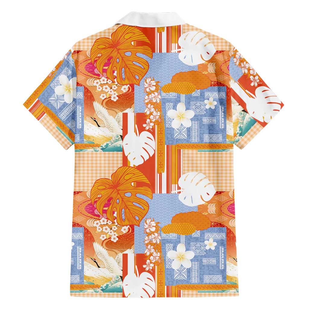 Hawaiian and Japanese Culture Together Family Matching Short Sleeve Bodycon Dress and Hawaiian Shirt Palaka Japanese Art and Tropical Motif Tribal Patchwork LT03 - Polynesian Pride