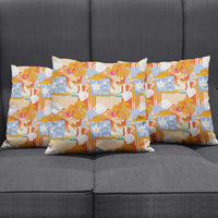 Hawaiian and Japanese Culture Together Pillow Cover Palaka Japanese Art and Tropical Motif Tribal Patchwork