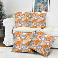 Hawaiian and Japanese Culture Together Pillow Cover Palaka Japanese Art and Tropical Motif Tribal Patchwork