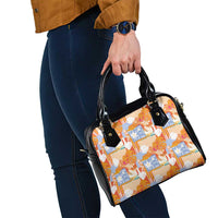 Hawaiian and Japanese Culture Together Shoulder Handbag Palaka Japanese Art and Tropical Motif Tribal Patchwork