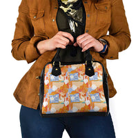 Hawaiian and Japanese Culture Together Shoulder Handbag Palaka Japanese Art and Tropical Motif Tribal Patchwork