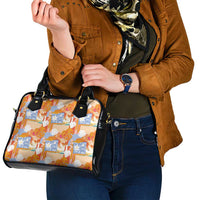 Hawaiian and Japanese Culture Together Shoulder Handbag Palaka Japanese Art and Tropical Motif Tribal Patchwork