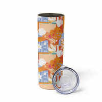 Hawaiian and Japanese Culture Together Skinny Tumbler Palaka Japanese Art and Tropical Motif Tribal Patchwork
