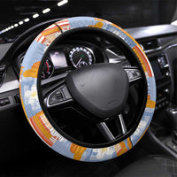 Hawaiian and Japanese Culture Together Steering Wheel Cover Palaka Japanese Art and Tropical Motif Tribal Patchwork