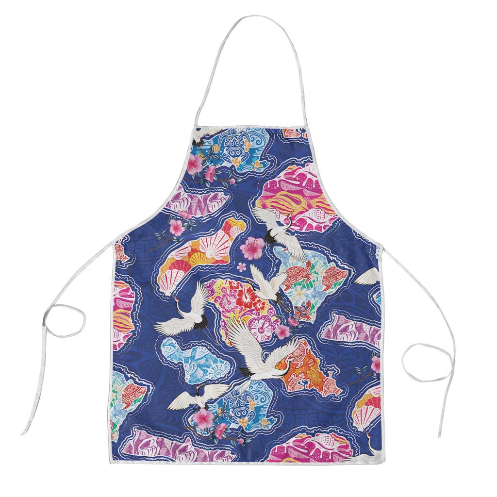 Hawaiian and Japanese Culture Together Apron Hawaiian Archipelago Shape Sea Animals LT03 Multicolor - Polynesian Pride