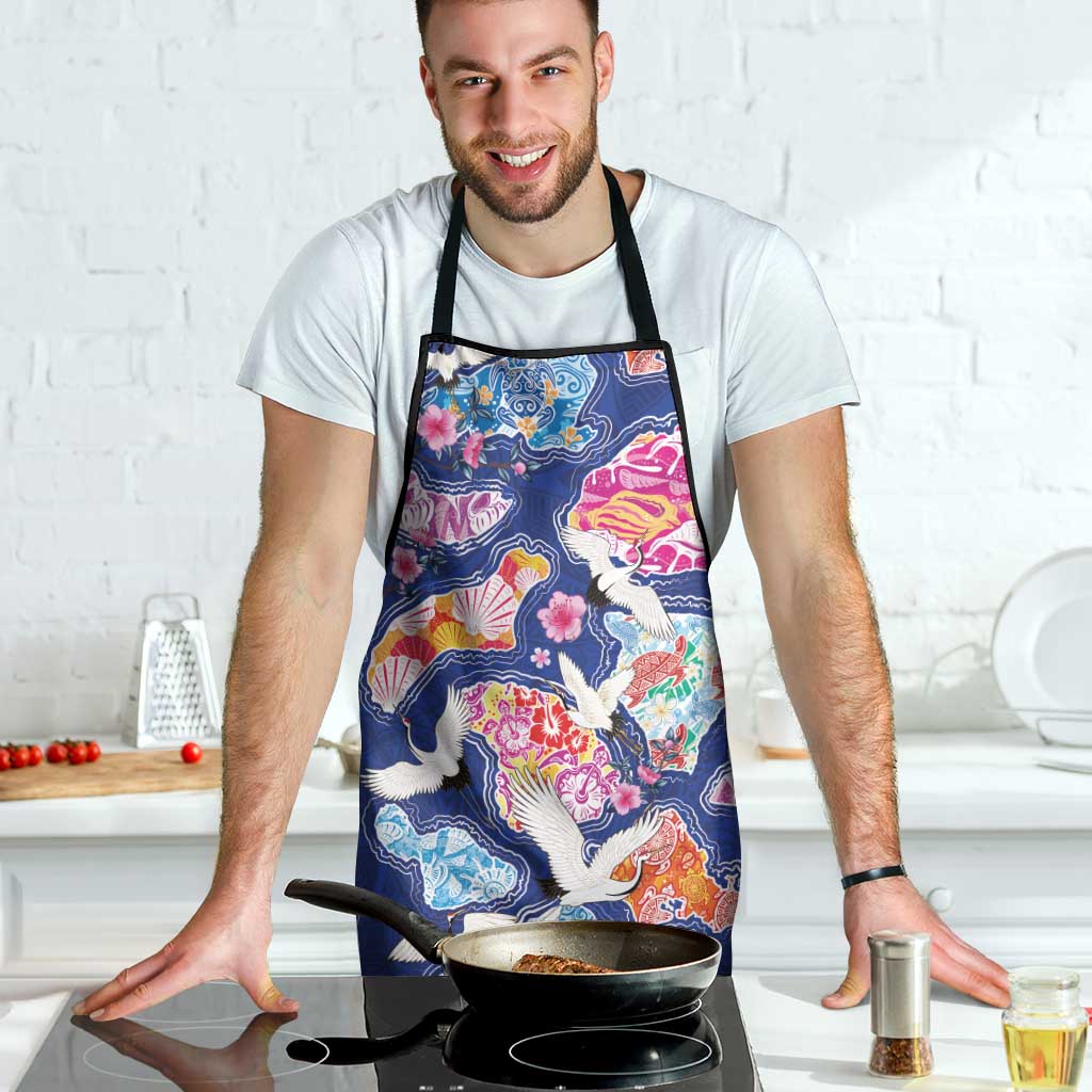 Hawaiian and Japanese Culture Together Apron Hawaiian Archipelago Shape Sea Animals LT03 - Polynesian Pride