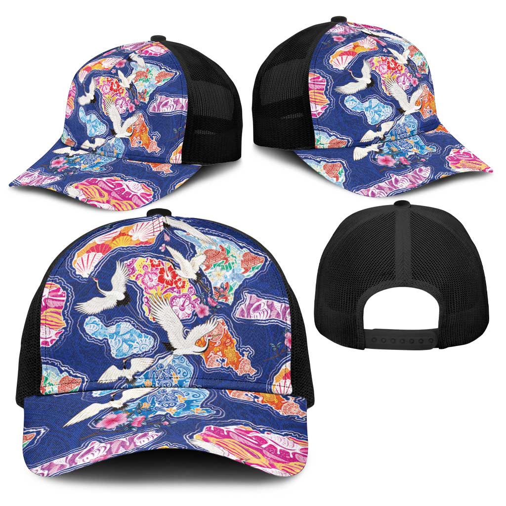 Hawaiian and Japanese Culture Together Baseball Net Cap Hawaiian Archipelago Shape Sea Animals LT03 - Polynesian Pride