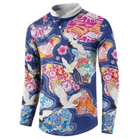 Hawaiian and Japanese Culture Together Button Sweatshirt Hawaiian Archipelago Shape Sea Animals LT03 - Polynesian Pride