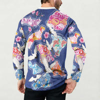 Hawaiian and Japanese Culture Together Button Sweatshirt Hawaiian Archipelago Shape Sea Animals LT03 - Polynesian Pride
