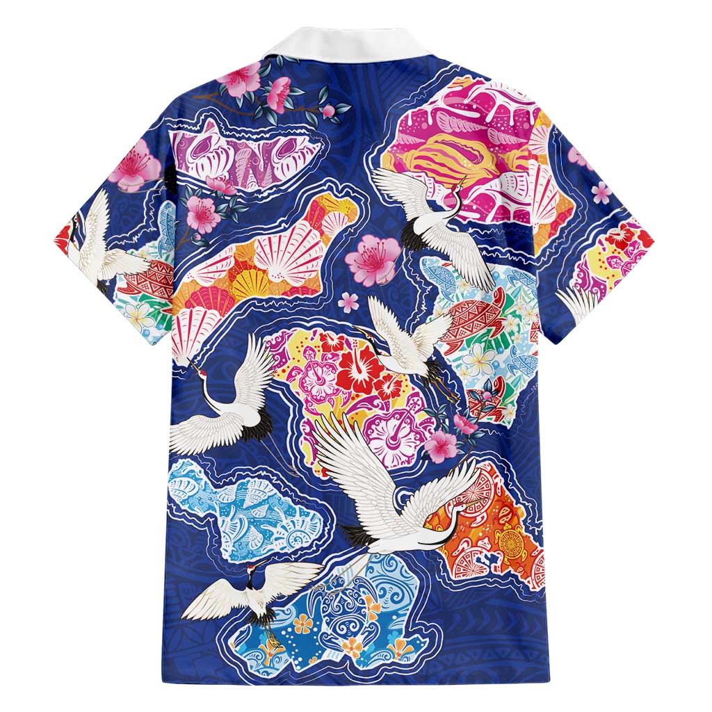 Hawaiian and Japanese Culture Together Family Matching Long Sleeve Bodycon Dress and Hawaiian Shirt Hawaiian Archipelago Shape Sea Animals LT03 - Polynesian Pride