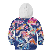 Hawaiian and Japanese Culture Together Kid Hoodie Hawaiian Archipelago Shape Sea Animals