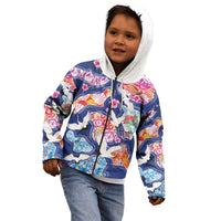 Hawaiian and Japanese Culture Together Kid Hoodie Hawaiian Archipelago Shape Sea Animals