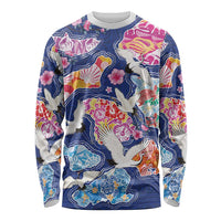 Hawaiian and Japanese Culture Together Long Sleeve Shirt Hawaiian Archipelago Shape Sea Animals