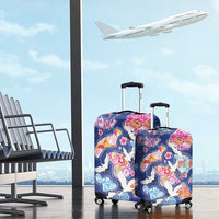 Hawaiian and Japanese Culture Together Luggage Cover Hawaiian Archipelago Shape Sea Animals