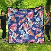 Hawaiian and Japanese Culture Together Quilt Hawaiian Archipelago Shape Sea Animals