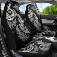 New Zealand Sea Animals with Maori Tribal Tattoo Car Seat Cover Shark Manta Ray with Silver Fern Black
