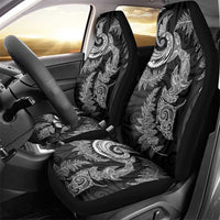 New Zealand Sea Animals with Maori Tribal Tattoo Car Seat Cover Shark Manta Ray with Silver Fern Black
