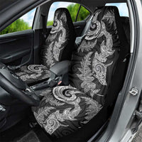 New Zealand Sea Animals with Maori Tribal Tattoo Car Seat Cover Shark Manta Ray with Silver Fern Black