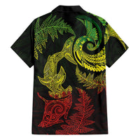 New Zealand Sea Animals with Maori Tribal Tattoo Family Matching Short Sleeve Bodycon Dress and Hawaiian Shirt Shark Manta Ray with Silver Fern Reggae