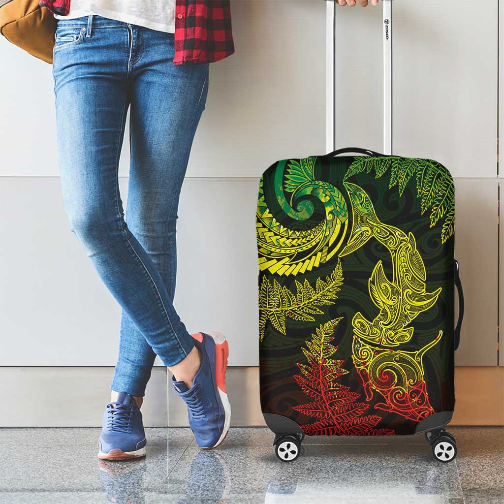 New Zealand Sea Animals with Maori Tribal Tattoo Luggage Cover Shark Manta Ray with Silver Fern Reggae