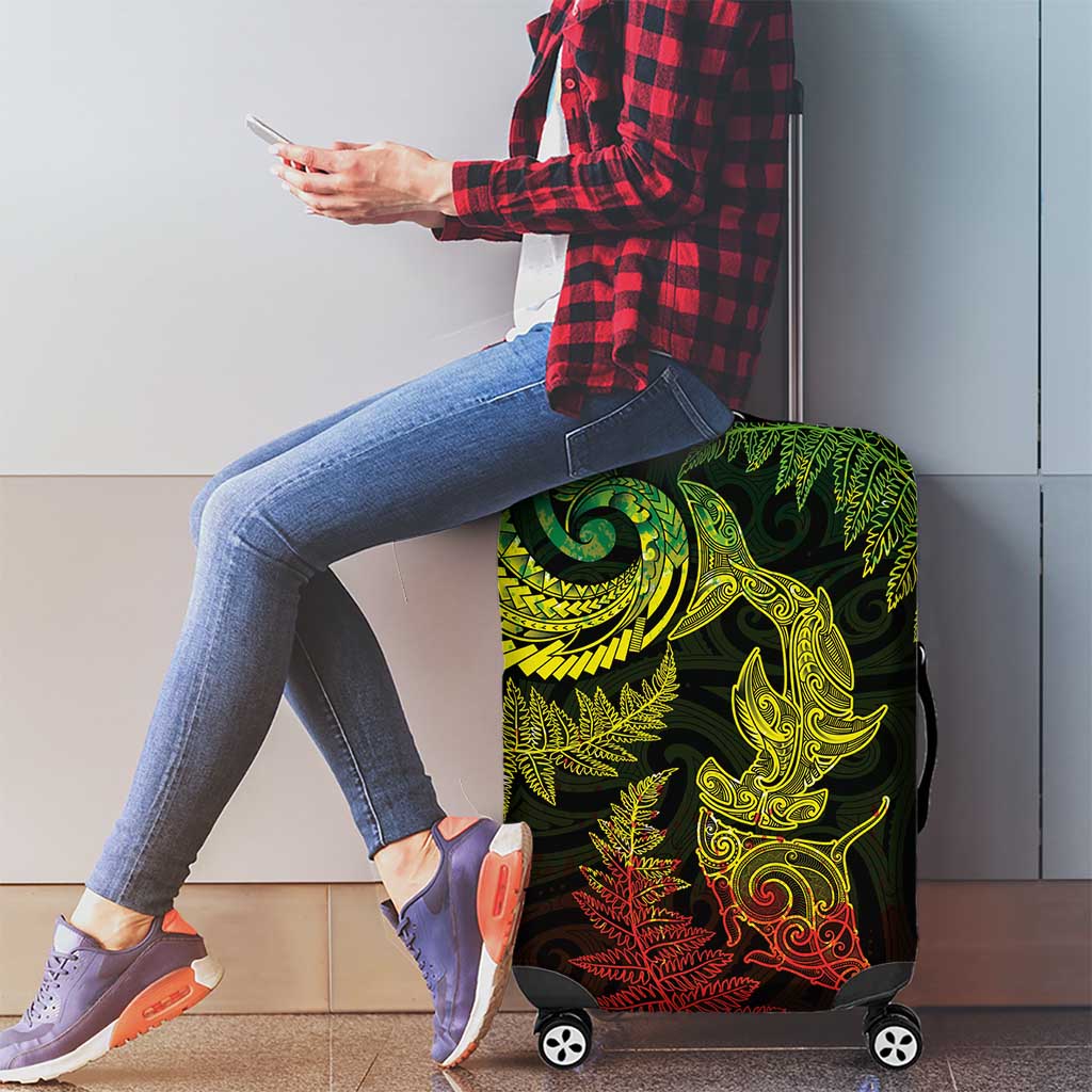 New Zealand Sea Animals with Maori Tribal Tattoo Luggage Cover Shark Manta Ray with Silver Fern Reggae