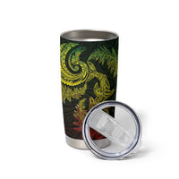 New Zealand Sea Animals with Maori Tribal Tattoo Tumbler Cup Shark Manta Ray with Silver Fern Reggae
