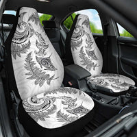 New Zealand Sea Animals with Maori Tribal Tattoo Car Seat Cover Shark Manta Ray with Silver Fern White