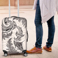 New Zealand Sea Animals with Maori Tribal Tattoo Luggage Cover Shark Manta Ray with Silver Fern White