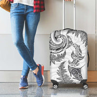 New Zealand Sea Animals with Maori Tribal Tattoo Luggage Cover Shark Manta Ray with Silver Fern White