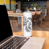 New Zealand Sea Animals with Maori Tribal Tattoo Skinny Tumbler Shark Manta Ray with Silver Fern White LT03 - Polynesian Pride