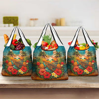 Hawaiian Turtles on Beach Grocery Bag with Pineapple Tropical Plant and Lei LT03 3-pack One Size Multicolor - Polynesian Pride